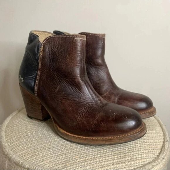 Bed Stu Yell Ankle Boots Leather Stacked Heel Side Zip Booties Vibram 7 - Picture 10 of 10